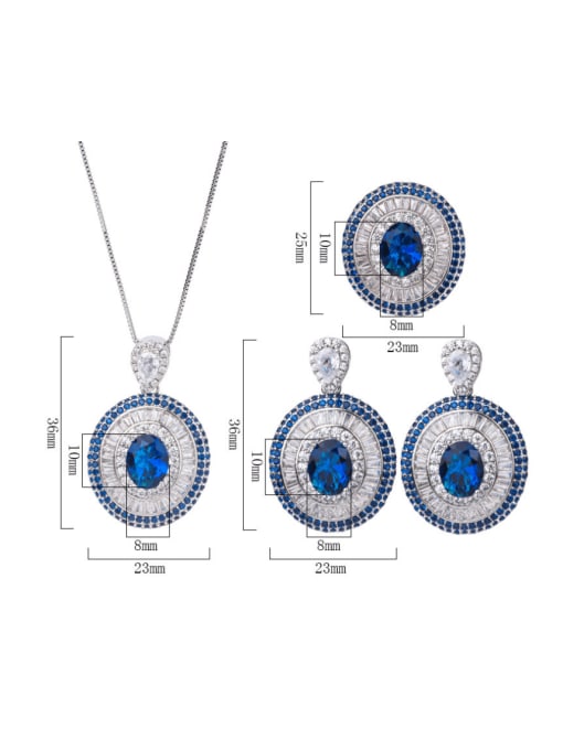 ROSS Brass Cubic Zirconia Luxury Round Earring Ring and Necklace Set 3