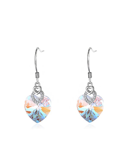 JYTZ 015 (earrings fade white) 925 Sterling Silver Austrian Crystal Heart Classic Necklace