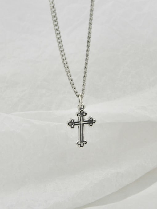SHUI Vintage Sterling Silver With  Simple Retro  Cross Pendants 2