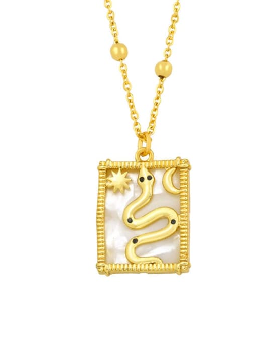 D Brass Shell Geometric Vintage Necklace