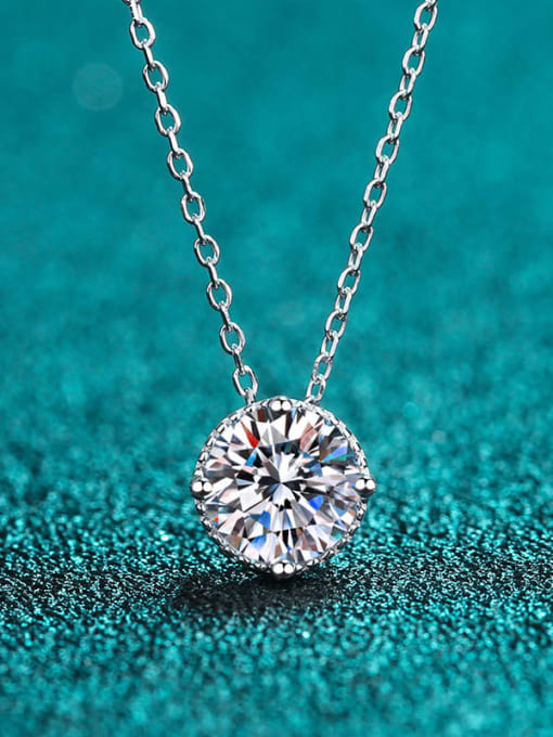 MOISS Sterling Silver Moissanite Round Dainty Necklace 0