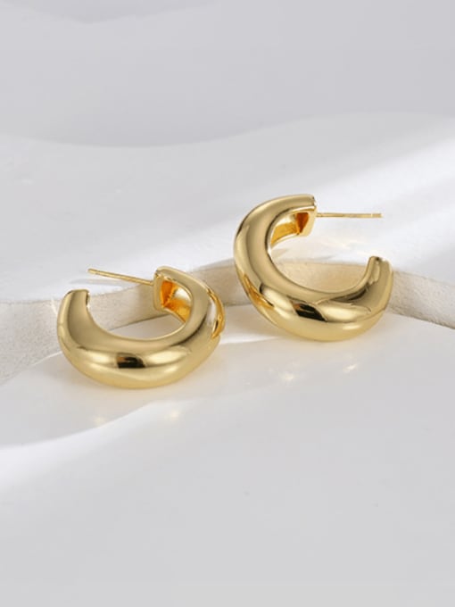 Gold irregular C-shaped studs Brass Smooth Geometric Minimalist Stud Earring