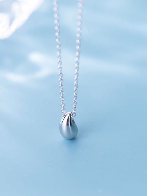 Rosh 925 Sterling Silver Simple glossy water drop pendant Necklace 0