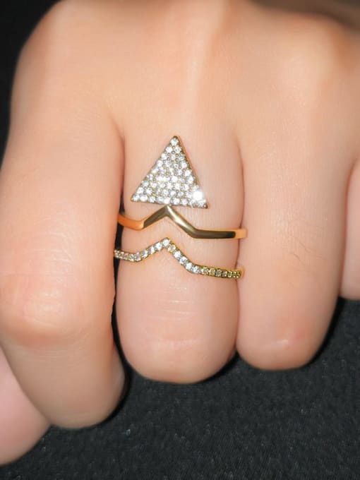 CC Brass Cubic Zirconia Triangle Statement Cocktail Ring 1