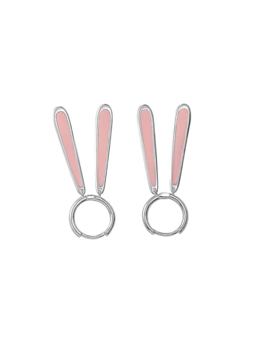 BeiFei Minimalism Silver 925 Sterling Silver Enamel Rabbit Trend Stud Earring 0