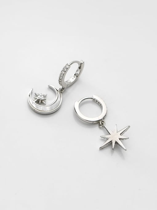 Rosh 925 Sterling Silver Shell Star Minimalist Huggie Earring 3