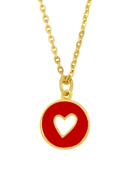 red Brass Enamel Heart Minimalist Necklace