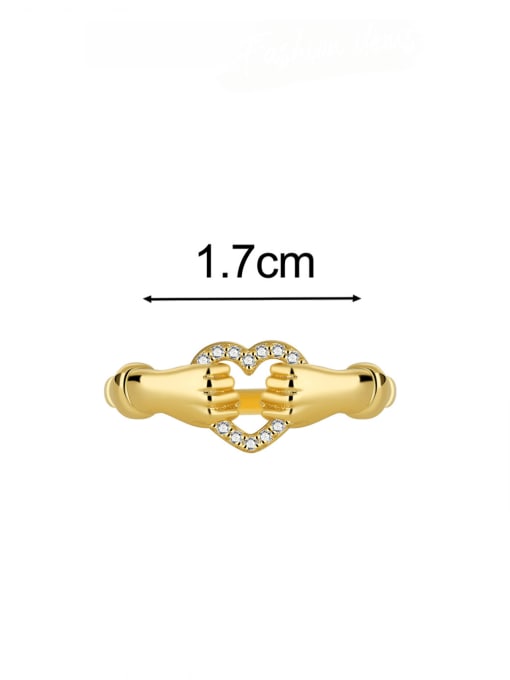 CHARME Brass Cubic Zirconia Heart Dainty Band Ring 2