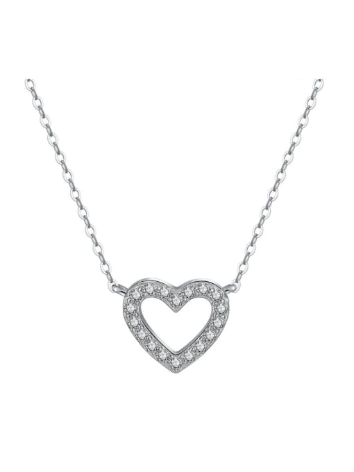 RINNTIN 925 Sterling Silver Cubic Zirconia Heart Minimalist Necklace 3