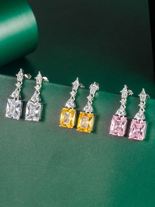 X&S Brass Cubic Zirconia Multi Color Geometric Dainty Drop Earring 1
