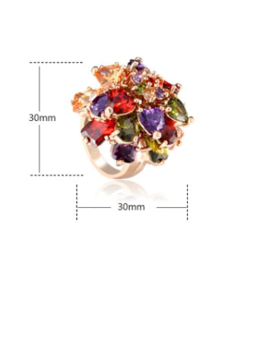 BLING SU Copper Cubic Zirconia Multi Color Flower Luxury Band Ring 1