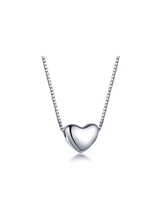 Platinum 925 Sterling Silver Heart Minimalist Necklace