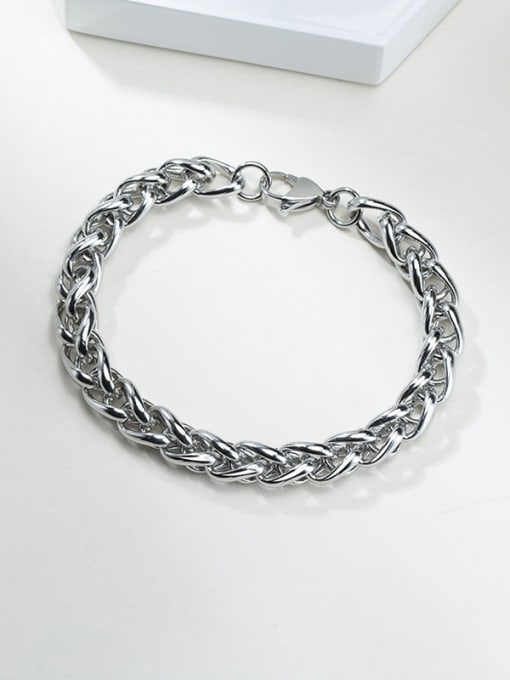 CONG Titanium Steel Geometric Vintage Hollow Chain Link Bracelet 1