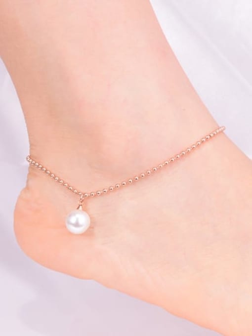 A TEEM Titanium Imitation Pearl White Round Trend Beaded Bracelet 1
