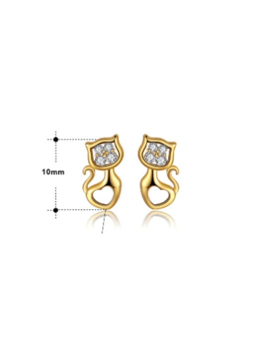 RINNTIN 925 Sterling Silver Cubic Zirconia Cat Cute Stud Earring 2