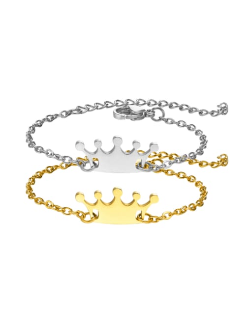 CONG Stainless steel Crown Minimalist Link Bracelet 0