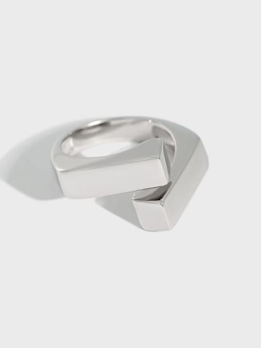 DAKA 925 Sterling Silver Smooth Irregular Geometric Minimalist Band Ring 3