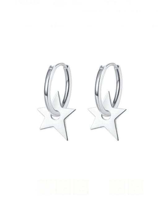KDP-Silver 925 Sterling Silver Pentagram Minimalist Huggie Earring 2