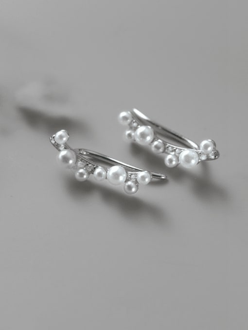 Rosh 925 Sterling Silver Imitation Pearl Irregular Cute Clip Earring 2