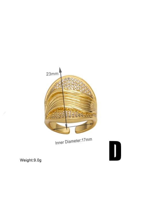 D Brass Cubic Zirconia Geometric Hip Hop Stackable Ring