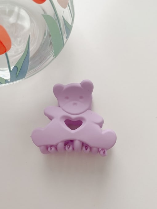 Frosted purple 4.5cm Alloy Resin Cute Little bear  Jaw Hair Claw