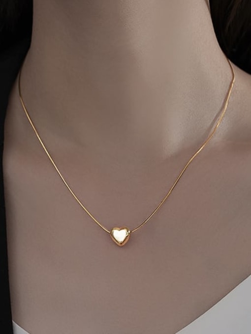 BeiFei Minimalism Silver 925 Sterling Silver Heart Minimalist Necklace 1