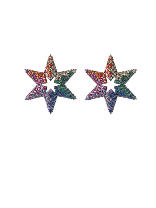 DUDU Brass Cubic Zirconia Star Dainty Cluster Earring 0