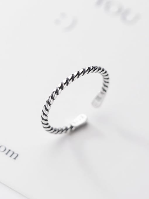 Rosh 925 Sterling Silver Irregular Vintage  Retro twisted rope Band Ring 2