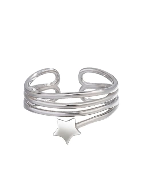 HAHN 925 Sterling Silver Star Minimalist Stackable Ring 0