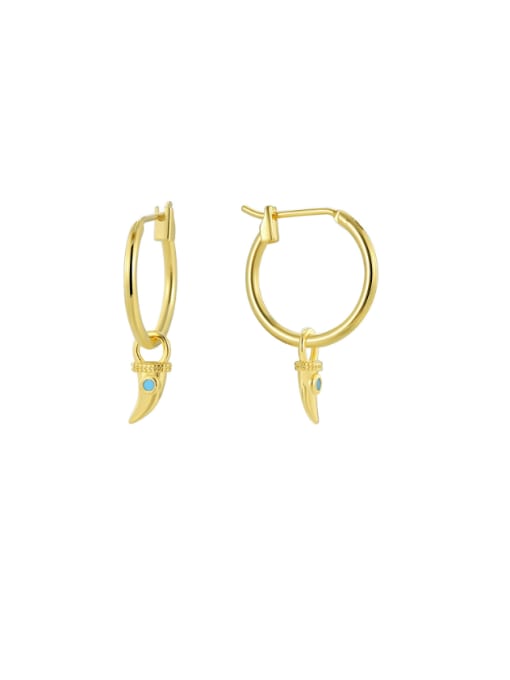 Golden Wolf Teeth Zircon Earrings Brass Irregular Vintage Huggie Earring