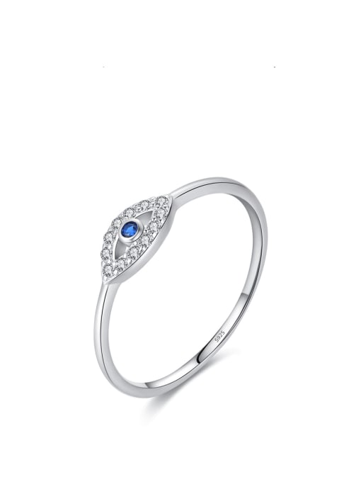 Ring (US size 8) 925 Sterling Silver Cubic Zirconia Evil Eye Minimalist Necklace