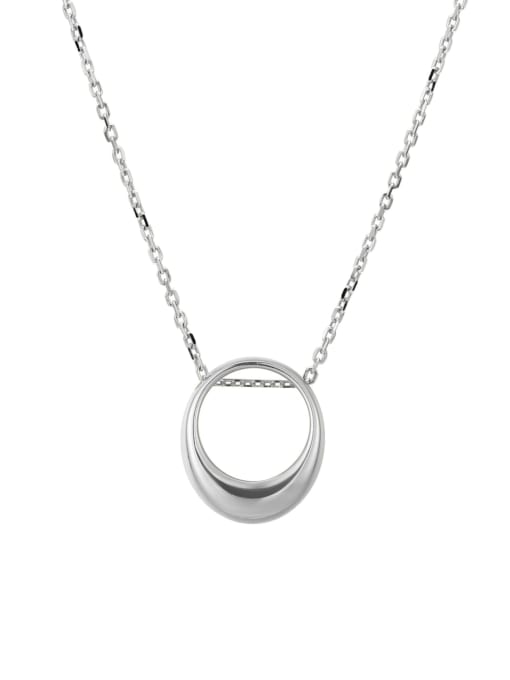 White gold geometric circle hollow 925 Sterling Silver Geometric Minimalist Necklace