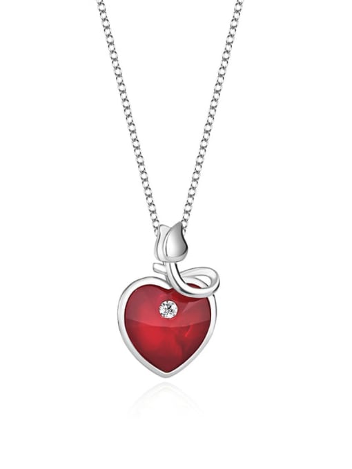 JYXZ 020 (red) 925 Sterling Silver Austrian Crystal Heart Classic Necklace