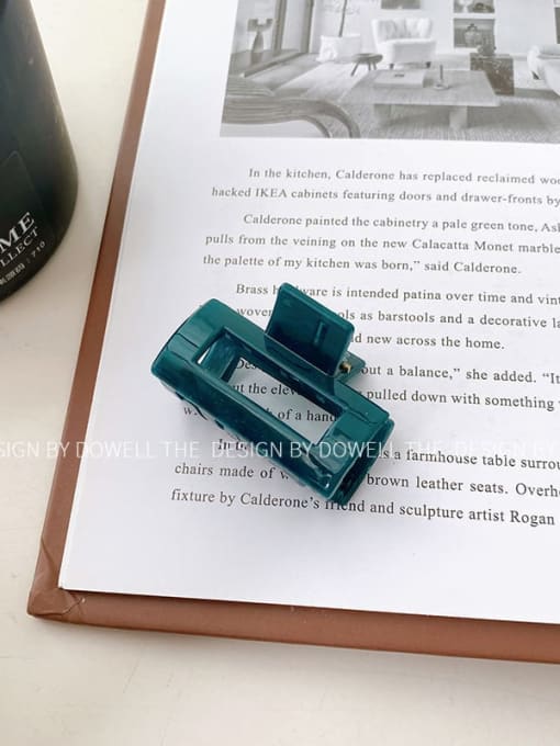Yixunyuan Green Square Trend Geometric Alloy Resin Jaw Hair Claw