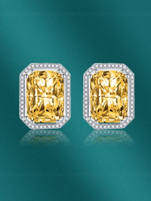Yellow Brass Cubic Zirconia Multi Color Geometric Dainty Stud Earring