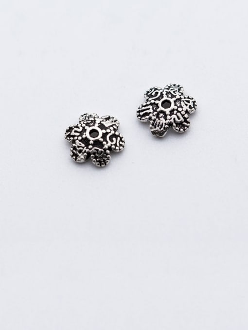 SHUI 925 Sterling Silver With Antique Silver Plated Vintage Flower Bead Caps  Diy Accessories 0