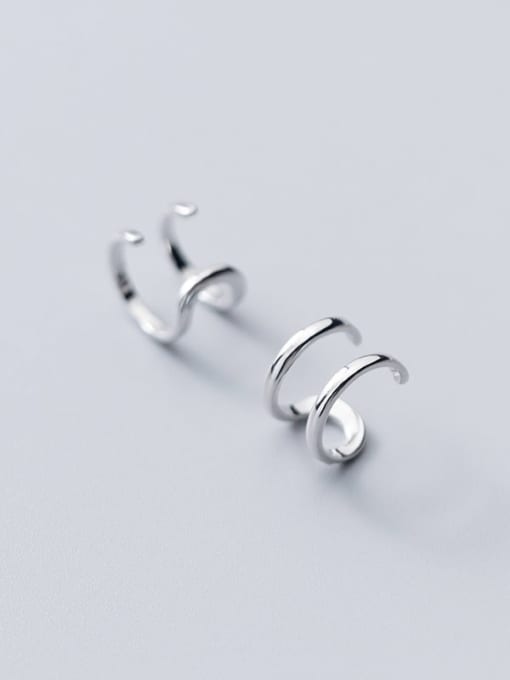 Rosh 925 Sterling Silver irregular minimalist double smooth C-shaped hollow clip earring 1