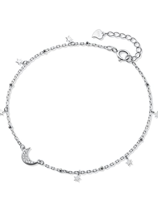Rosh 925 Sterling Silver  Minimalist  Star Moon Link Bracelet 3
