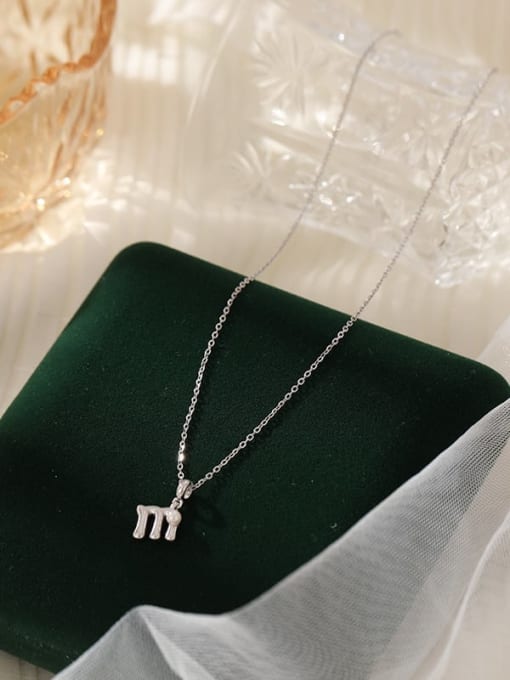 NS1066 【 M 】 925 Sterling Silver Imitation Pearl 26 Letter Minimalist Necklace