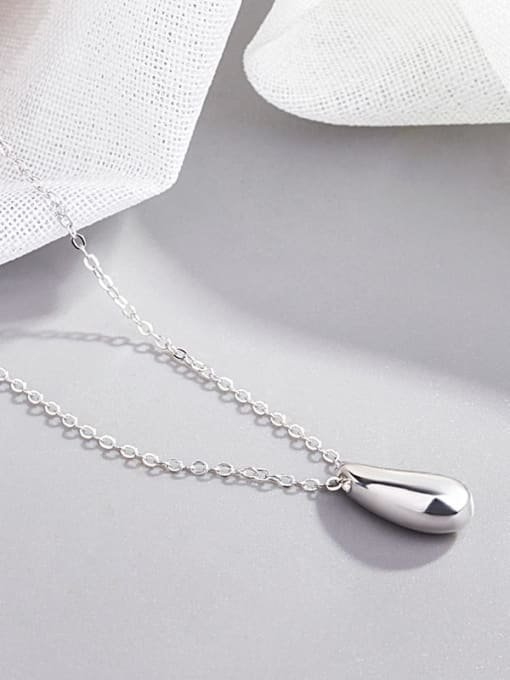 HAHN 925 Sterling Silver  Smooth Water Drop Minimalist Necklace 2