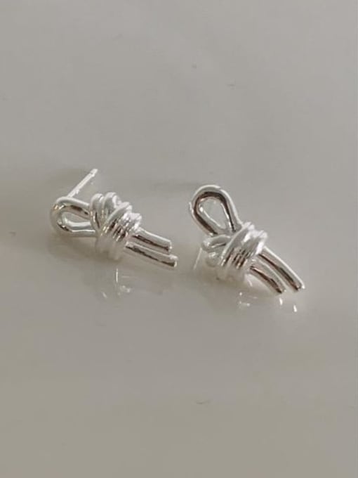 Boomer Cat 925 Sterling Silver Bowknot Vintage Stud Earring 1