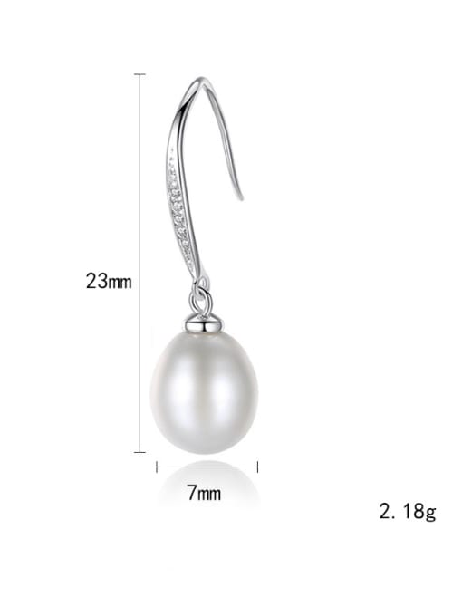 CCUI 925 Sterling Silver Freshwater Pearl Oval Trend Hook Earring 4