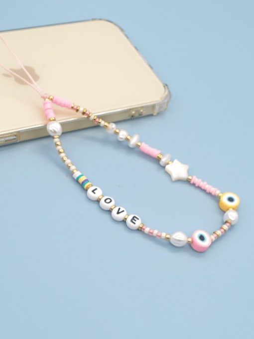 QT K210138A Imitation Pearl Multi Color Polymer Clay Letter Bohemia Mobile Phone Accessories