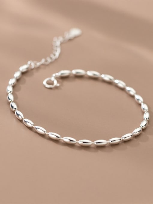 Rosh 925 Sterling Silver Geometric Minimalist Beaded Bracelet 1