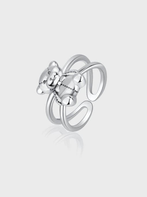 KDP-Silver 925 Sterling Silver Bear Cute Stackable Ring 2