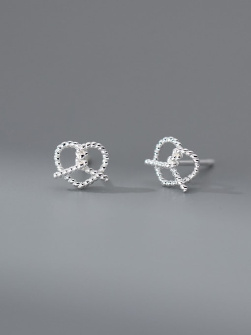 Rosh 925 Sterling Silver Cubic Zirconia Heart Minimalist Stud Earring