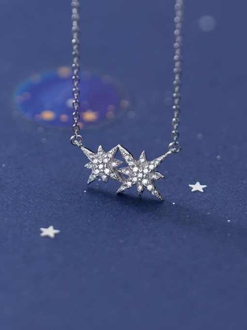 Rosh 925 Sterling Silver Cubic Zirconia  Star  Necklace