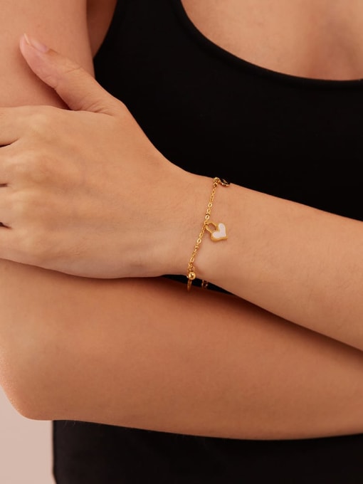 Open Sky Stainless steel Shell Heart Minimalist Link Bracelet 1