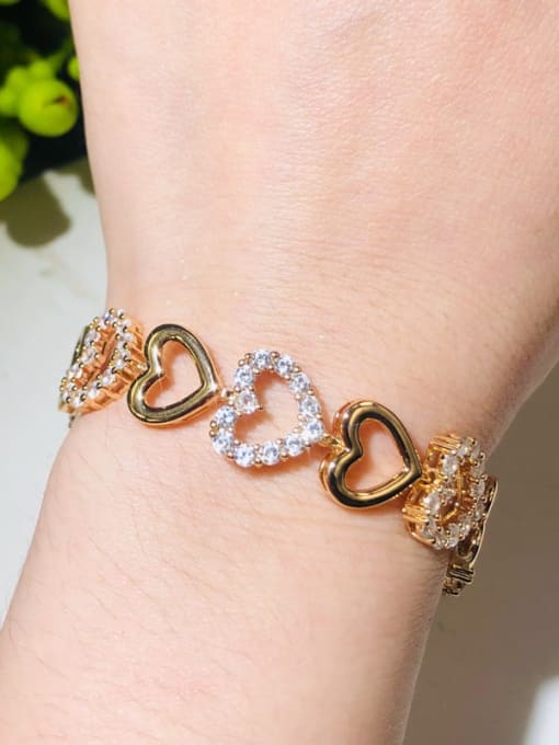 L.WIN Copper Cubic Zirconia Heart Dainty Bracelet 3