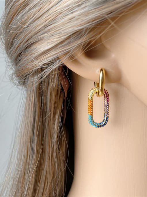 DUDU Brass Cubic Zirconia Geometric Luxury Huggie Earring 2